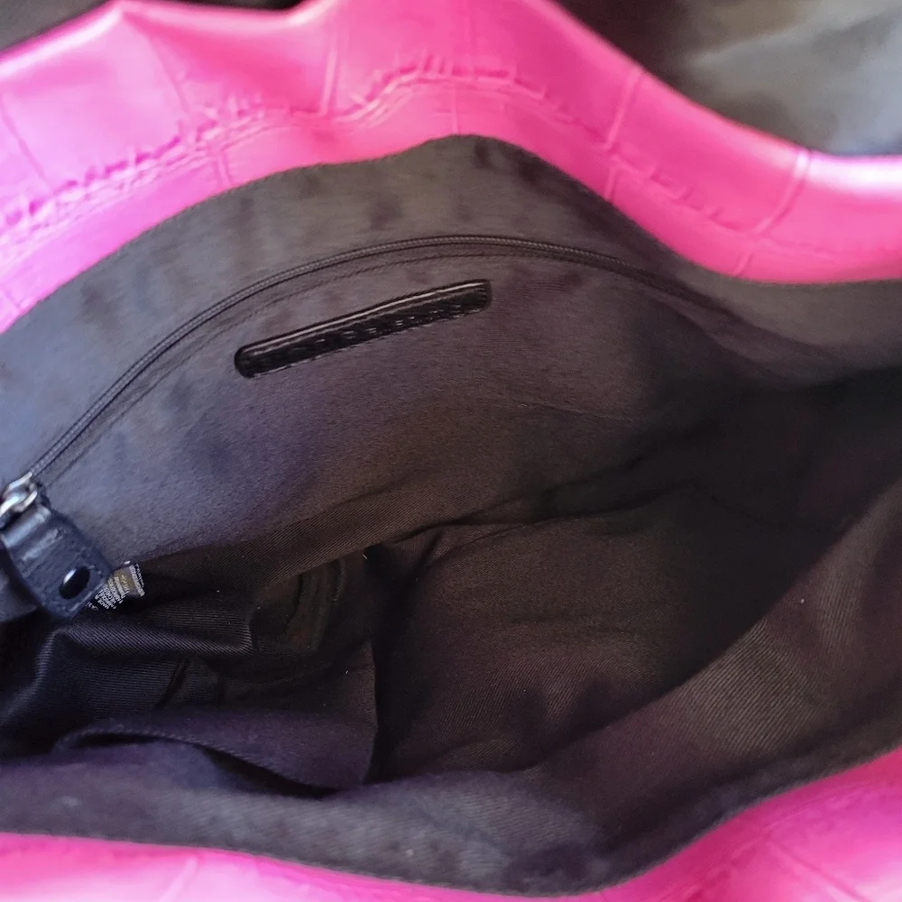 BCBGENERATION Jumbo Purple Black Tote Bag Zipper / Pockets Snap Button Medium - Picture 8 of 12